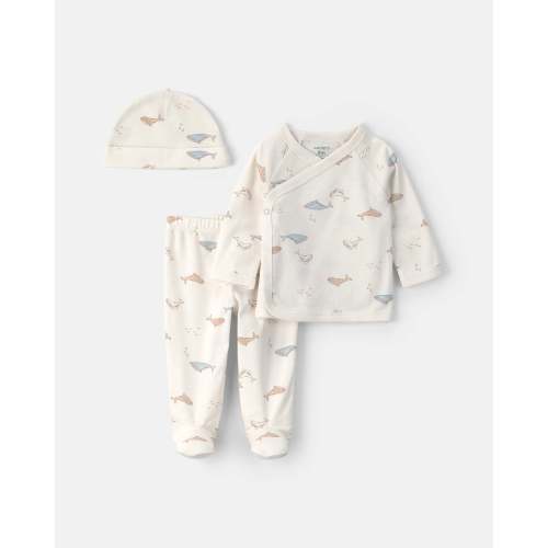 Baby 3-Piece Whale Long-Sleeve Top & Pant Set - Ivory