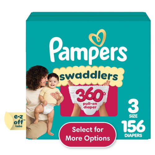 Free Shipping! Pampers Swaddlers 360 Pull-On Diapers Size 3, 16-28 lbs, 156 Count, Leakproof Skin Protection