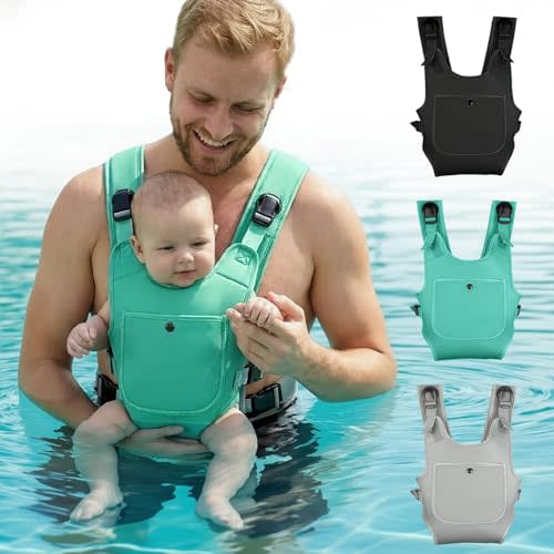 Neoprene Water Baby Carrier Newborn to Toddler, Ergonomic Waterproof Infant Chest Holder with Adjustable Straps, Breathable & Lightweight Baby Wearing Gear for Summer Pool Swimming & Beach
