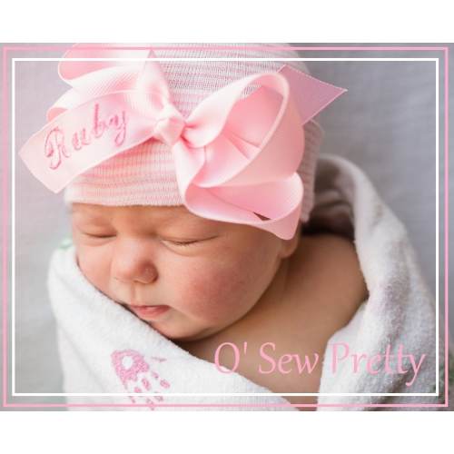 Embroidered Initial Baby Hospital Hat, Newborn Girl Outfit