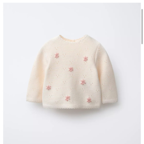 EMBROIDERED FLORAL KNIT SWEATER - Mid-ecru | ZARA United States