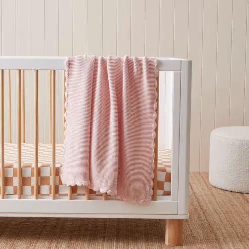 Adairs Baby - Lennox Baby Pink Organic Cotton Baby Blanket | Adairs