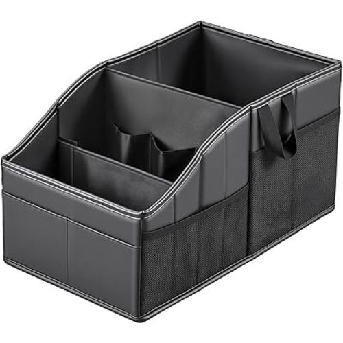 WHHMK Sturdy Leather Car Storage Support Up to 33 LB of Weight, Black