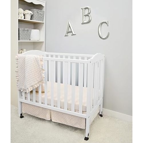 American Baby Company Heavenly Soft Minky Dot 3-Piece Mini/Portable Crib Bedding Set, Cream