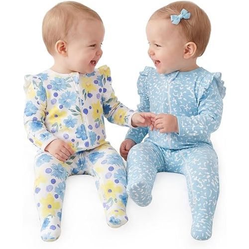 Yoofoss Baby Sleepers Baby Girl Clothes 100% Cotton Pajamas for Newborn 0-3 3-6 6-9 Months Sleep and Play Pjs