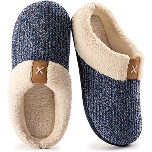 ULTRAIDEAS Women's Indoor Bedroom Slipper with Memory Foam, Gift for Women, Wool-Like House Shoe with Anti-Skid Rubber Sole for Ladies