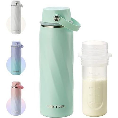 HEYTRIP Breastmilk Cooler Bottle, 20oz Portable Breast Milk Chiller Storage, Stainless Steel Reusable Breastfeeding Essentials for Baby, 36+ Hours Cooling For Travel & Outdoor, TSA Approved, Green