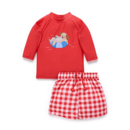 Sunset Gingham Board Short & Rashie Set