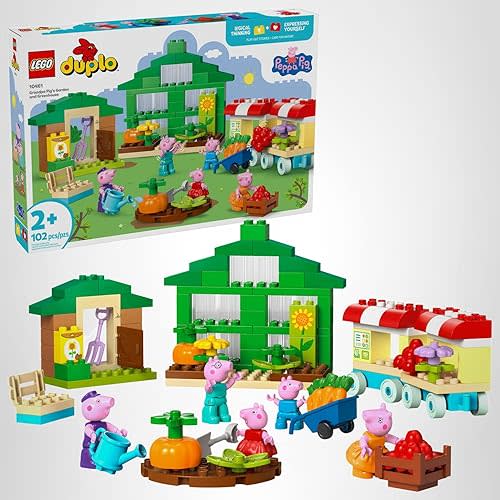 LEGO DUPLO Peppa Pig Grandpa Pig’s Garden and Greenhouse - Peppa Pig Toy for Toddlers - Preschool Learning and Sensory Toy for Girls and Boys Ages 2+ - 5 Characters Included - 10461