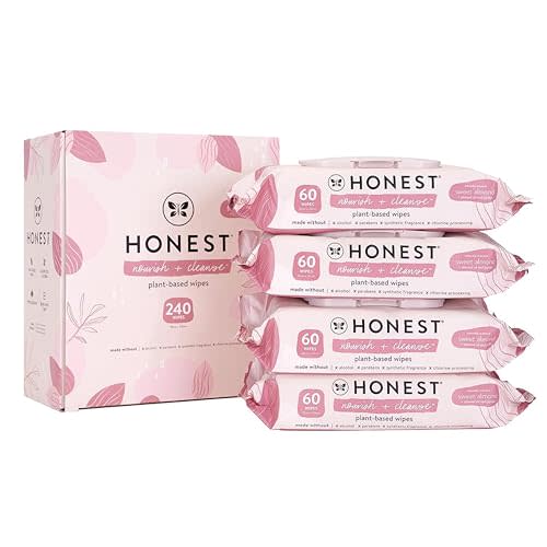 The Honest Company Nourish + Cleanse Naturally Scented Wipes | Cleansing Multi-Tasking Wipes | 99% Water, Plant Based, Hypoallergenic | Sweet Almond, 240 Count