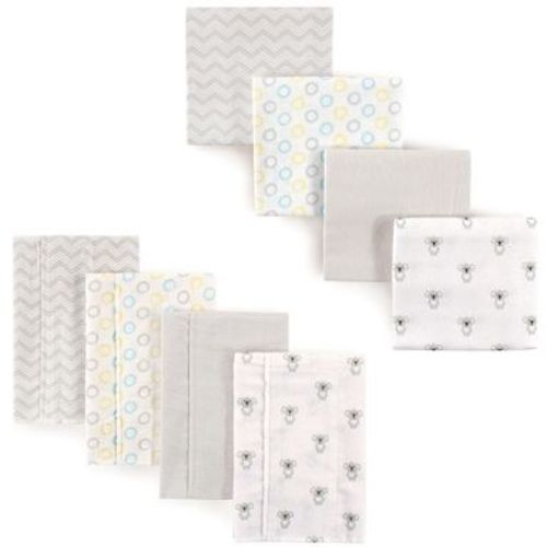 Luvable Friends Cotton Flannel Burp Cloths and Receiving Blankets, 8-Piece, Koala, One Size