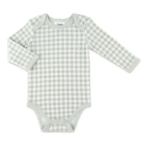 4Baby Bodysuit Long Sleeve Check Green | Baby Bunting AU