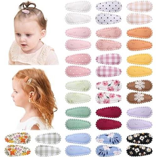 40 PCS Cute Toddler Snap Hair Clips with Flower Patterns - 1.5" Mini Hair Barrettes and Accessories for Baby Girls, Infants, Toddlers