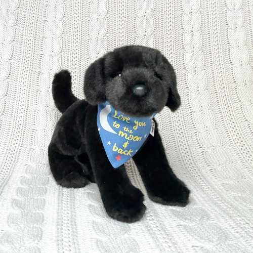 Personalized Black Lab Plush - Stuffed Animal Puppy with Custom Bandana