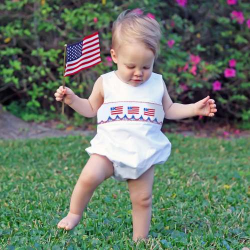 Flag Smocked White Sun Bubble