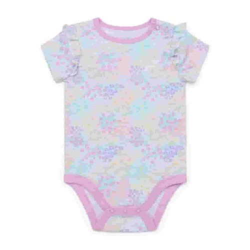 Garanimals Baby Girl Short Inset Ruffle Sleeve Printed Bodysuit, Sizes 0-24 Months