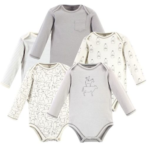 Touched by Nature Organic Cotton Long-Sleeve Bodysuits 5pk, Farm Friends, 0-3 Months