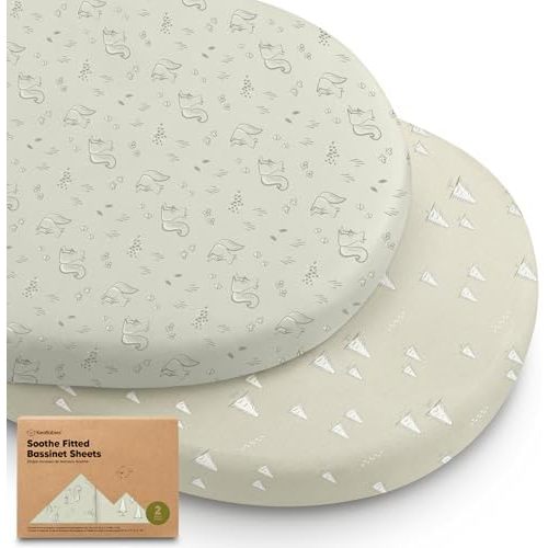 2pk Organic Baby Bassinet Sheets Boys, Girls, Fitted Sheet (Pine Grove)