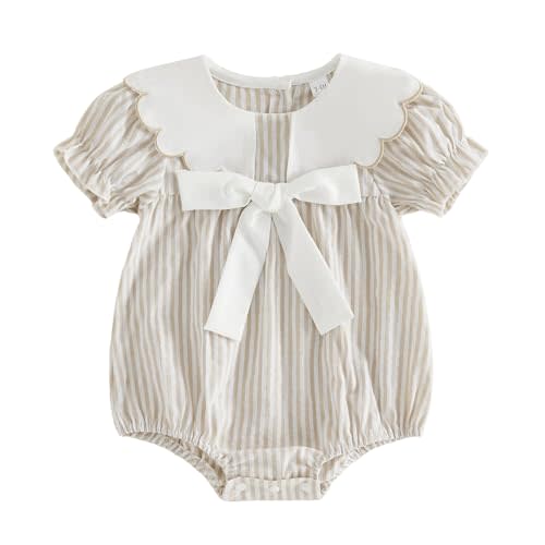 BemeyourBBs Newborn Baby Girl Clothes Peter Pan Collar Bubble Romper | Newborn Baby Girl Clothes, Cute Baby Girl Outfit, Baby Doll Collar Romper, for Photoshoot, Daily, Holiday, Birthday Gift
