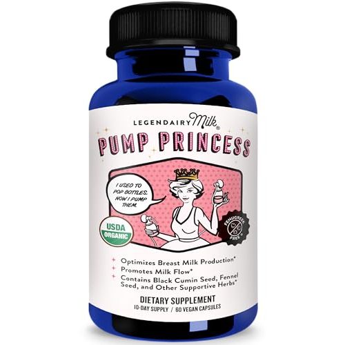 Legendairy Milk Pump Princess Lactation Supplement - Breastfeeding Supplements for Milk Supply Increase and Milkflow - Organic Black Cumin, Fennel and Dill Seeds, Fenugreek Free - 60 Capsules
