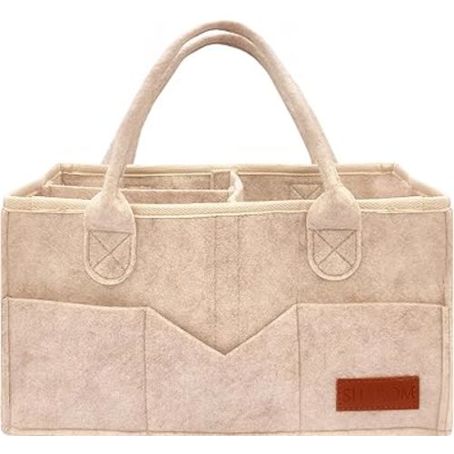 Essential Baby Diaper Caddy for Newborns. Spacious, Sturdy & Portable Baby Basket. Newborn Baby Essentials, Nursery Storage Basket & Diaper Caddy Organizer for Baby Shower Gifts (Khaki)