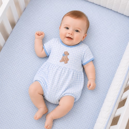Puppy Playtime Applique Bubble - Light Blue
