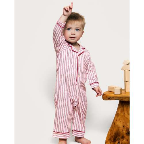 Baby's Twill Classic Romper in Antique Red Ticking