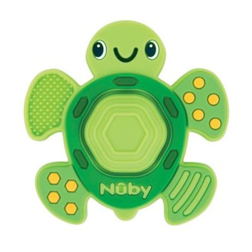 Nuby Teethe N' Pop Sensory Play Silicone Teether for Babies - Turtle Design