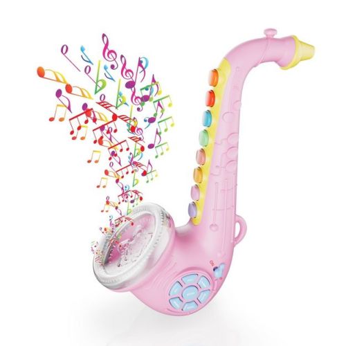 Contixo KT1 Toy Saxophone, Digital Saxaboom, Trumpet & Clarinet with Light & Sound – Musical Instrument Gift for Toddlers, Kids, Boys & Girls-Pink