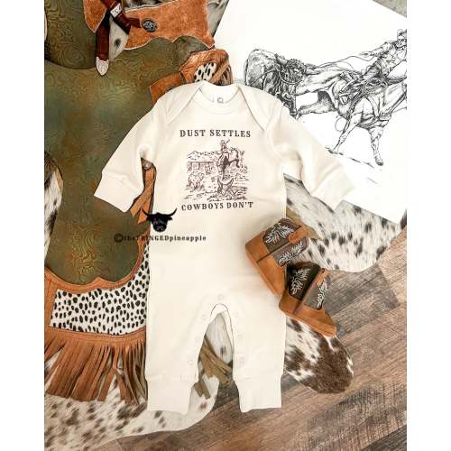 Dust Settles, Cowboys Don't (Organic One piece Long Onesie)(Cream) – theFRINGEDpineapple
