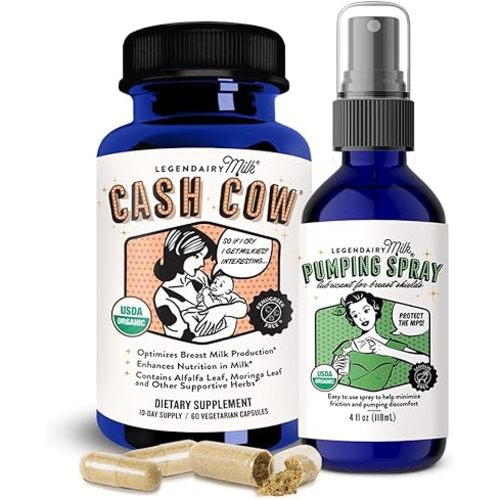 Legendairy Milk Cash Cow + Pumping Spray - Lactation Support & Natural Comfort for Nursing Moms - Breastfeeding Supplement That Helps with Sore Nipples & Clogged Ducts