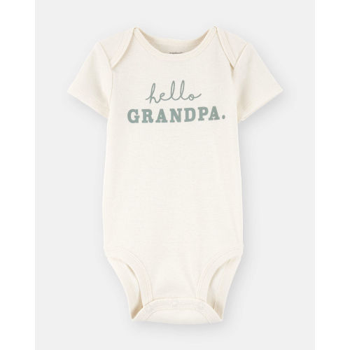 Baby "Hello Grandpa" Announcement Cotton Short-Sleeve Graphic Bodysuit - Ivory | Carter's