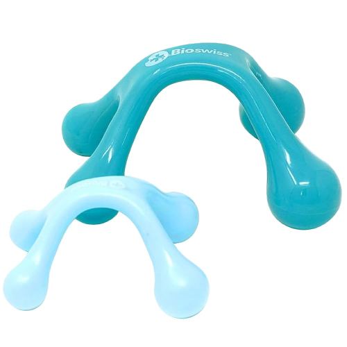 BioSwiss 2-Pack Full Body Massager, 4 Legged Pressure Point Hand Held Massage Tool for Back and Neck Massaging, One Large One Small