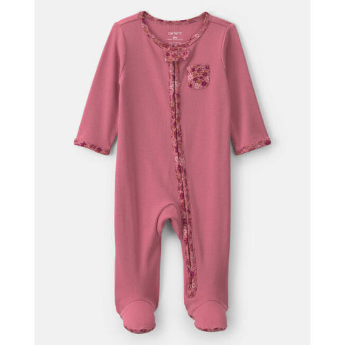 Baby Girl Floral Cotton 2-Way Zip Sleep & Play Pajamas - Pink | Carter's
