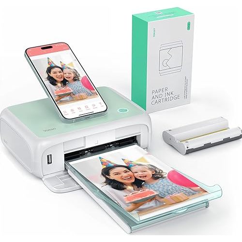 YOTON Photo Printer, Picture Printer with 54 Sheets (4"x6") & 1 Ink Ribbon, Support AR Video Printing, Wi-Fi Connection, Portable Photo Printer for iPhone/Android/Laptop