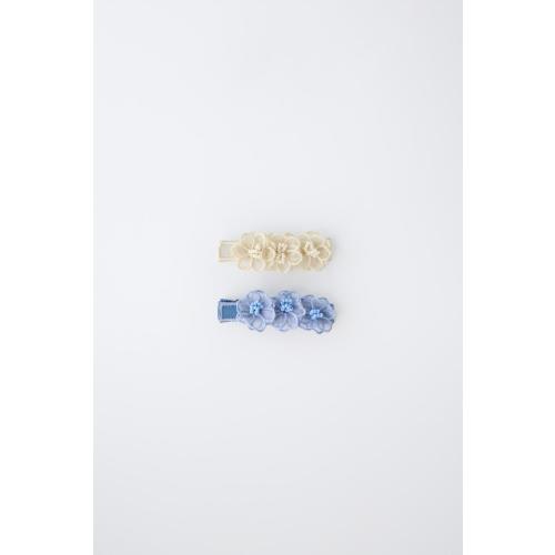 PACK OF TWO TULLE FLOWER BARRETTES - Ecru | ZARA United States