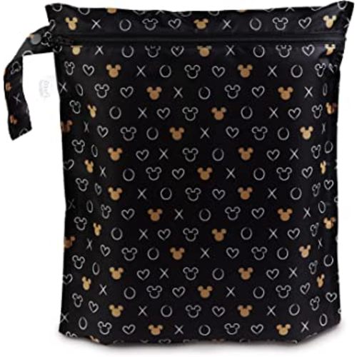 Bumkins Disney Waterproof Wet Bag for Baby, Travel, Swim Suit, Cloth Diapers, Pump Parts, Pool, Gym, Toiletry, Strap to Stroller, Daycare, Zipper Reusable Bag, Packing Pouch, Minnie Mouse Icon