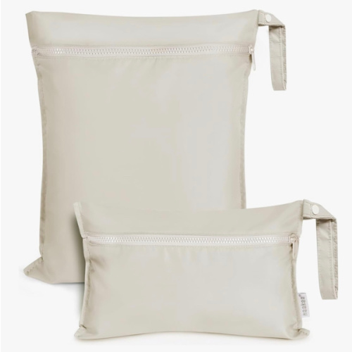 haakaa Water Resistant Wet Bags for Baby Wet Dry Bags for Cloth Diaper, Reusable Wet Bags for Baby Items, Swimsuit & Travel, 2pcs, Beige