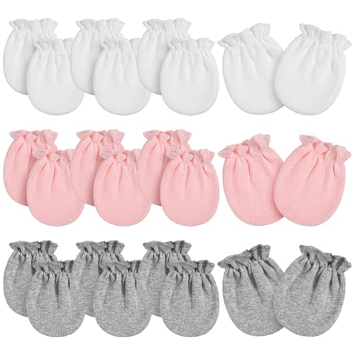 Vabean 12 Pairs Preemie Baby Mittens No Scratch Cotton Premature Baby Gloves for Nicu Preemie Girls Boys Gifts
