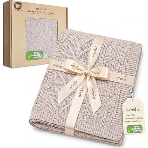 Organic Cotton Knit Baby Swaddle Blanket Infant & Toddler 31x43 in