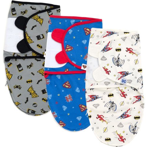 DC Comics Justice League The Flash Superman Batman Baby 3 Pack Swaddle Sacks Newborn to Infant