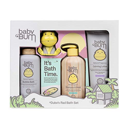 Baby Bum Duke’s Rad Bath Set | Full Size Bath Essentials 4-Piece Gift Set with Toy for Sensitive Skin with Nourishing Coconut Oil | Natural and Coconut Lavender Fragrance | Gluten Free and Vegan
