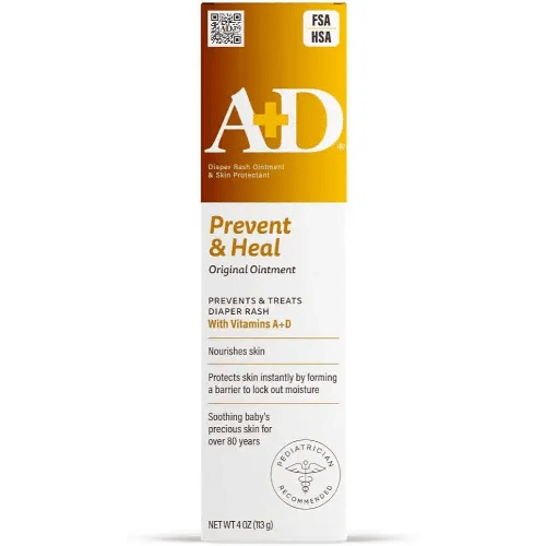 A+D Original Diaper Rash Ointment Prevents & Treats Diaper Rash, Moisturizing Skin Protectant with Vitamins A & D, Healing Skin Ointment for Dry and Cracked Skin 4oz