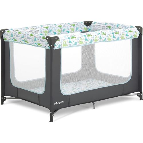 Dream On Me Zodiak Portable Playard in Grey and Green, Lightweight, Packable and Easy Setup Baby Playard, Breathable Mesh Sides and Soft Fabric - Comes with a Removable Padded Mat