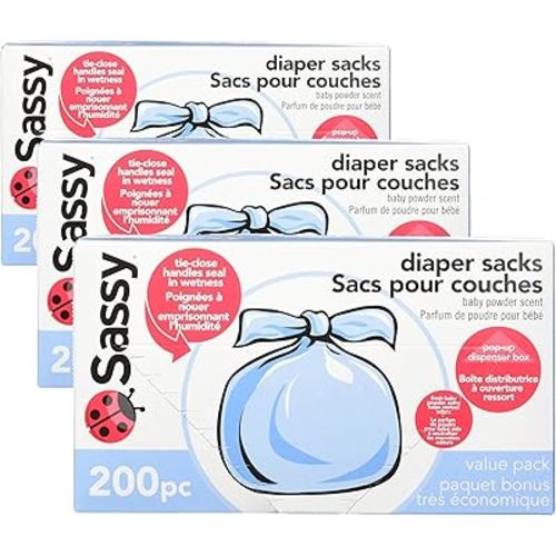 Sassy Baby Disposable Diaper Sacks, 200 Count, Packaging may vary (Pack of 3)