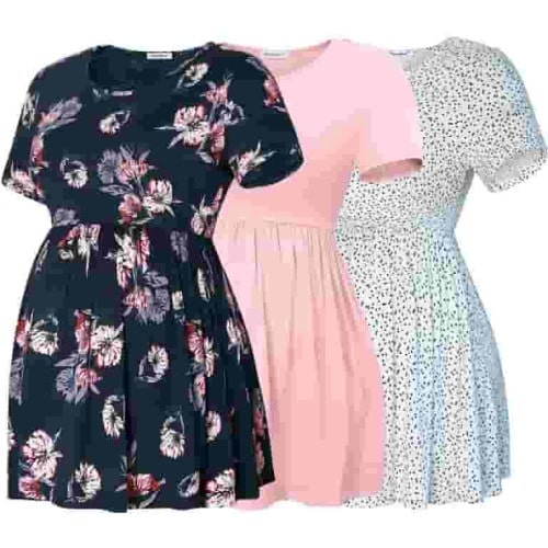 Bearsland Women's Short Sleeve Maternity Shirts Tops Pregnancy Clothes 3-Pack