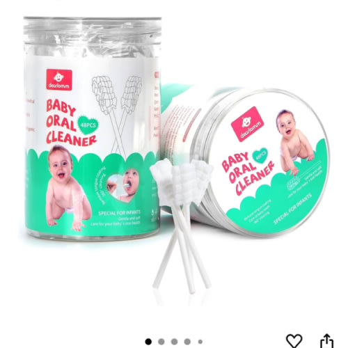 dearlomum Baby Tongue Cleaner, Newborn Toothbrush, 48PCS Disposable Infant Clean Mouth,Gauze Gum Cleaner Baby Oral Cleaning Stick Dental Care for 0-36 Month
