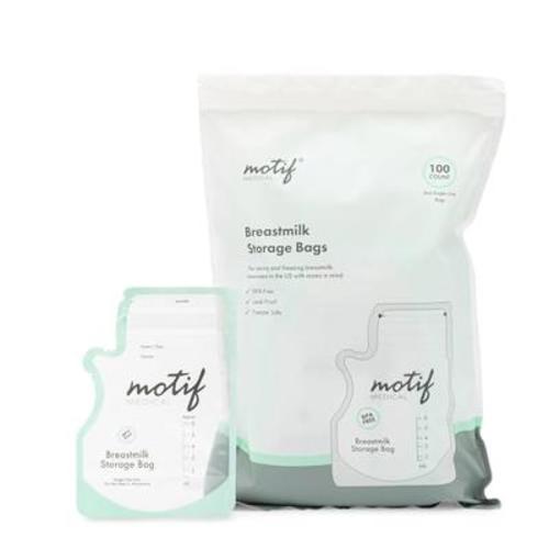 Motif Medical Breastmilk Storage Bags - Breastmilk Freezer Bags w/Easy Pour Spout, Write-On Label - Leak-Proof Double Zipper Milk Bags for Breastmilk