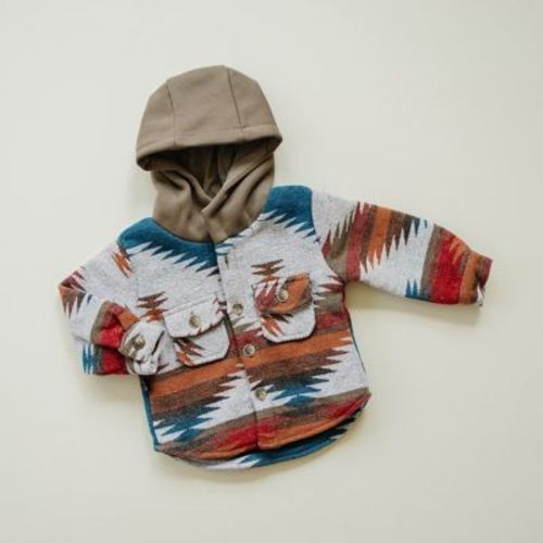 Kids Aiden Long Sleeve Hooded Jacket - Olive + Scout