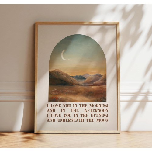 11x14 Love you in the Morning Print, Boho Southwest Desert Theme Nursery Room, Boys or Girls, Neutral Rust Tone Art
